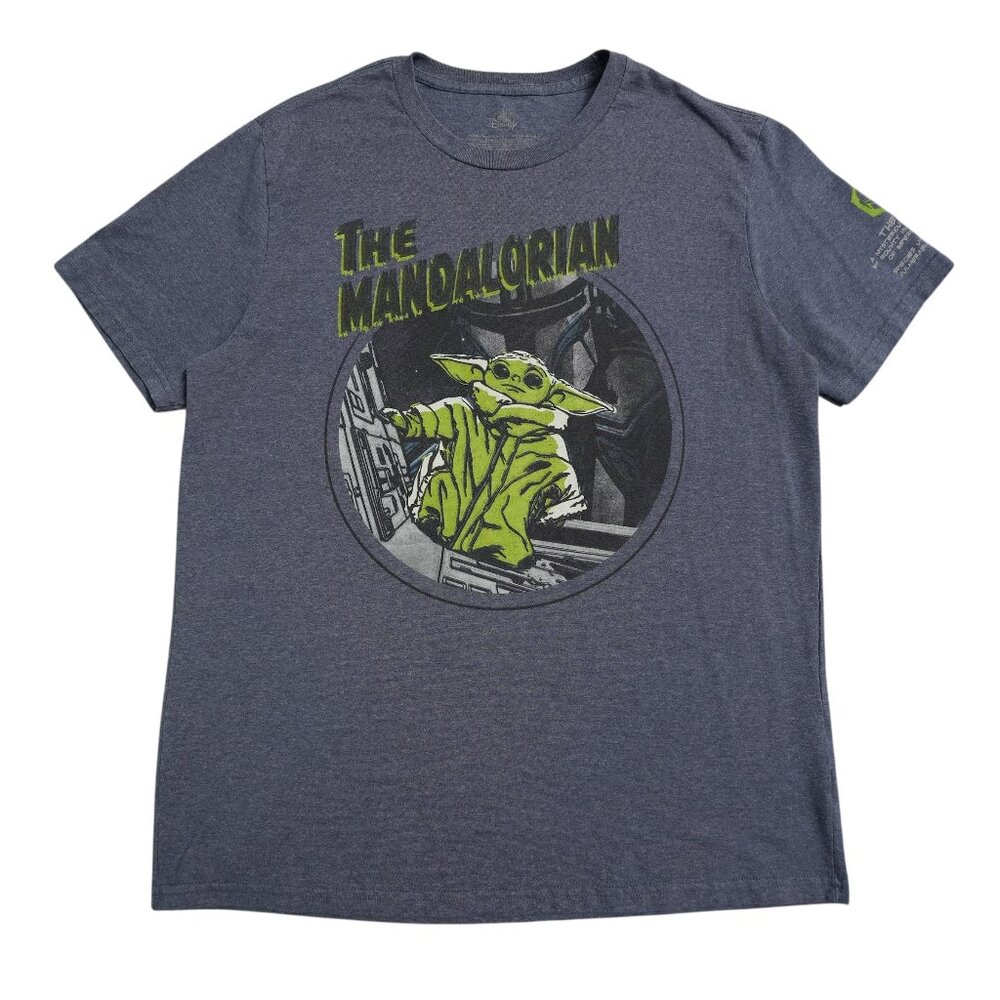 Disney The Mandalorian Short Sleeve Tshirt Mens Medium Blue Heather Grogu